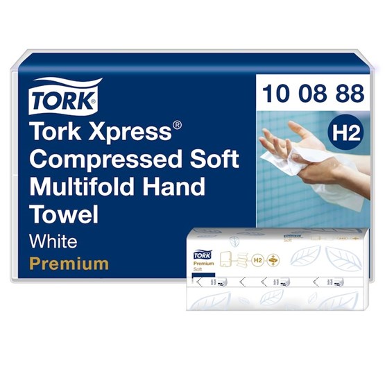 Pappershandduk Tork H2 Compressed 2-Lag Vit 2040st/fp