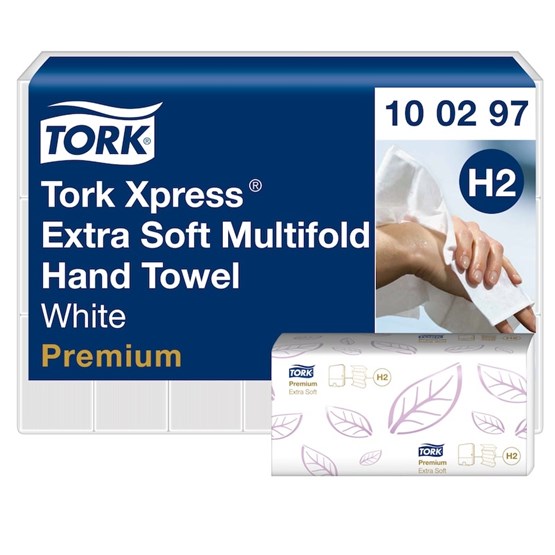 Pappershandduk Tork H2 Premium 2-Lag Vit 2100st/fp 100297