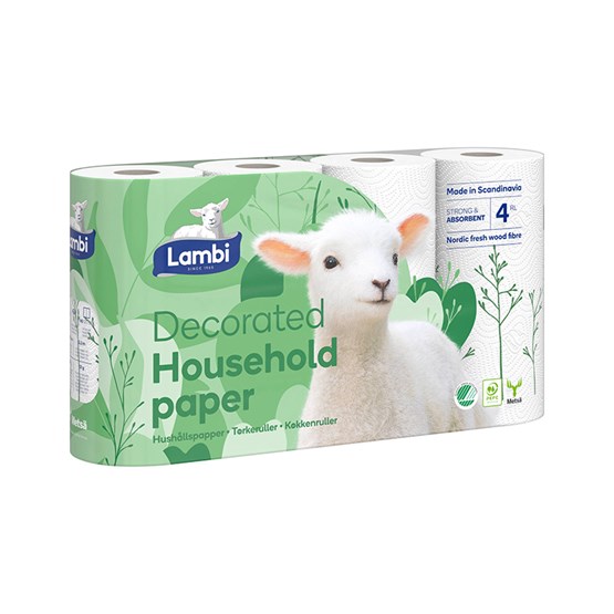 Hushållspapper  Lambi Dekor 3-Lag Vit 13m/rl 20rl/fp 92284