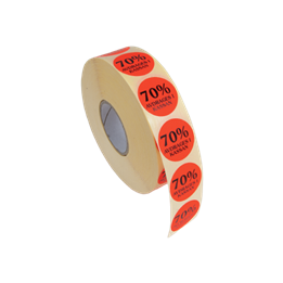 Etiketter 29mm HP Fluor Röd % avdrages i kassa 2000st/rl