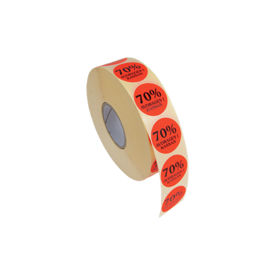 Etiketter 29mm HP Fluor Röd % avdrages i kassa 2000st/rl