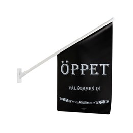 Öppetflagga Svart/vit med Stång/knopp