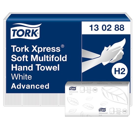 Pappershandduk Tork H2 Advanced 2-Lag Vit 2856st/fp 130288