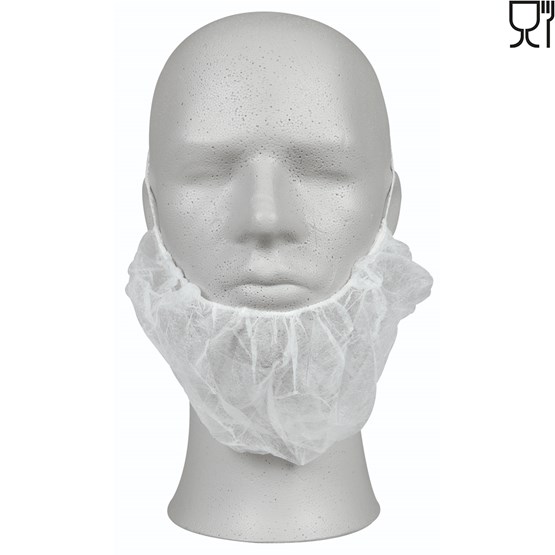 Skäggskydd av Non-Woven Vit One Size 100st/fp