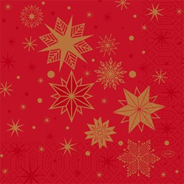 Servett 3-Lags 33x33cm Stargazing Red 50st/fp