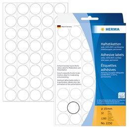 Märketikett Herma ø 19mm Vit 1280/fp