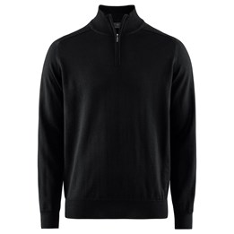 Stickad tröja halvzip Wilton Svart