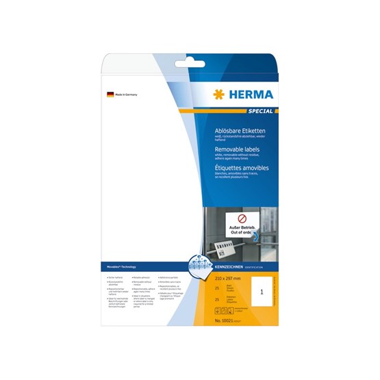 Etikett Herma Avtagbar 210x297 25st/fp Avtagbar