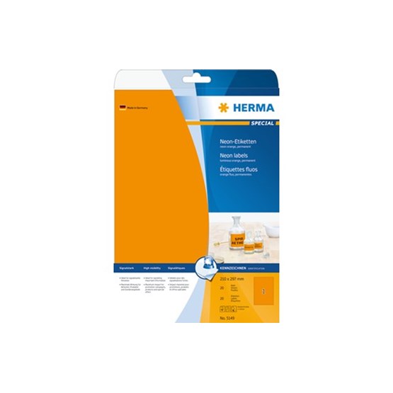 Etikett Herma Special Orange 210x297mm 20/fp