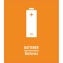 Återvinningsdekal Batterier Orange 170x148mm