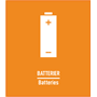 Återvinningsdekal Batterier Orange 170x148mm