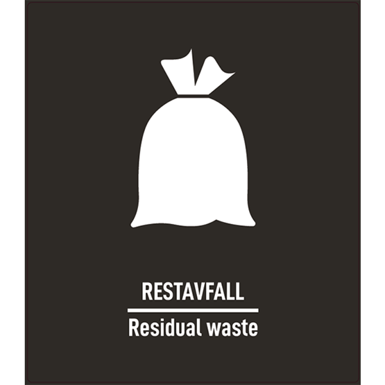 Återvinningsdekal Restavfall Svart 170x148mm