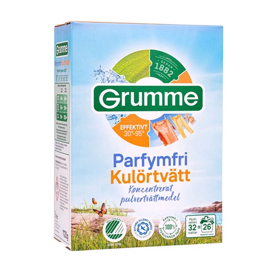 Tvättmedel Grumme 1,12kg Color Oparfymerad Pulver