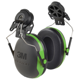 Hörselkåpa med hjälmfäste X1P3E Grön