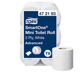 Toalettpapper Tork T9 Mini Smart One 2-Lag Vit 12rl/fp