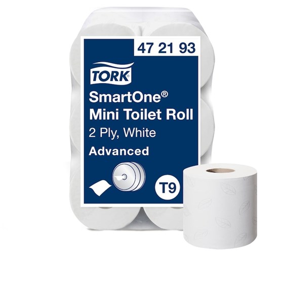 Toalettpapper Tork T9 Mini Smart One 2-Lag Vit 12rl/fp