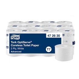 Toalettpapper Tork T7 Mid-Size utan hylsa 2-Lag Vit 24rl/fp