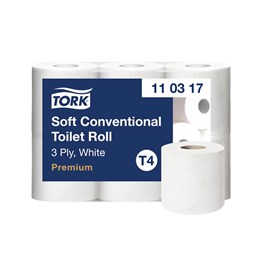 Toalettpapper Tork T4 Premium 3-Lag Vit 35m/rl 42rl/fp
