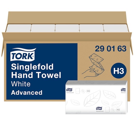 Pappershandduk Tork H3 Advanced 2-Lag Vit 3750st/fp 290163