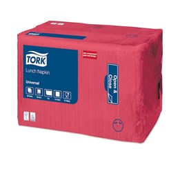 Servett Tork Lunchservett 1-lags Röd 33x33mm 1/4-vikt 4000st/krt