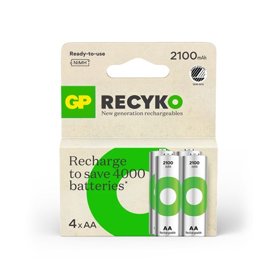 Batteri GP ReCyko AA-batteri, 2100mAh, 4-pack