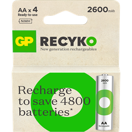 Batteri GP Recyko AA 1,2V 2600 mAh 4st/fp
