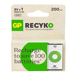 Batteri GP ReCyko 9V-batteri, 200mAh, 1-pack