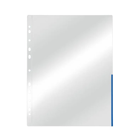 Signalficka A4 0,12mm Blå Hålkant 100st/fp