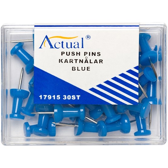 Kartnål Push-Pin 30st/fp Blå