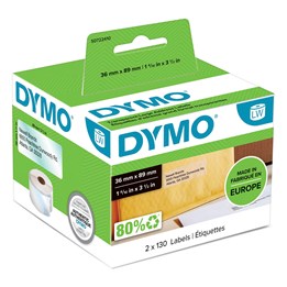Etikett Dymo Labelwriter Transparant36x89mm 260st/rl 2rl/fp