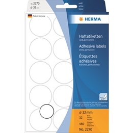 Märketikett Herma ø 32mm Vit 480/fp