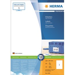 Laseretikett Herma 210x297mm A4 100st/fp Vit