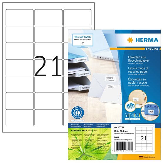 Etikett Herma Recycled 63,5x38,1mm