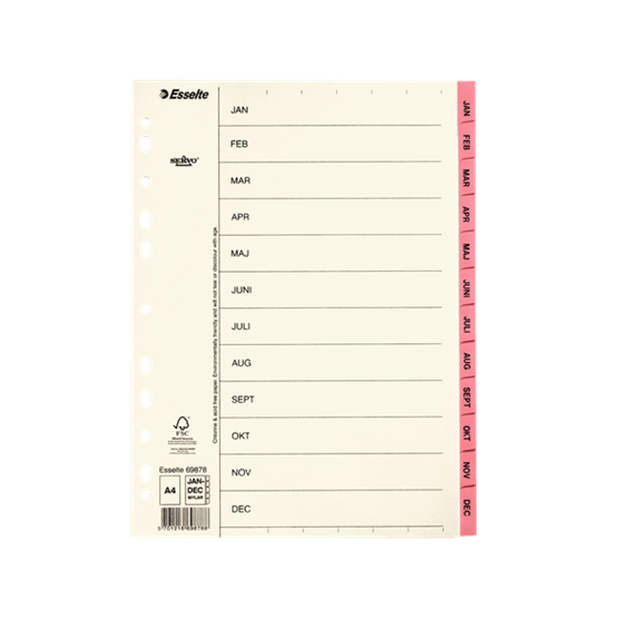 Register Papper Servo A4 1-15 Ofärgade Flikar 69876