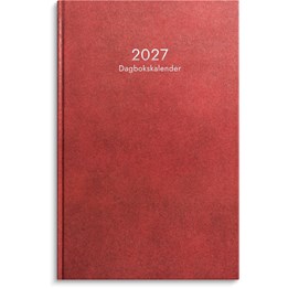 Dagbokskalender 2027 rött konstläder