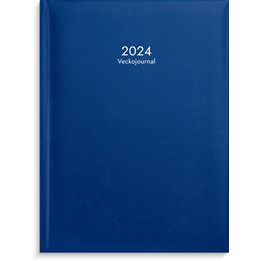 Kalender 2024 Veckojournal Mörkblått konstläder