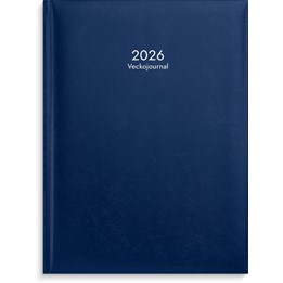 Kalender 2026 Veckojournal blått konstläder