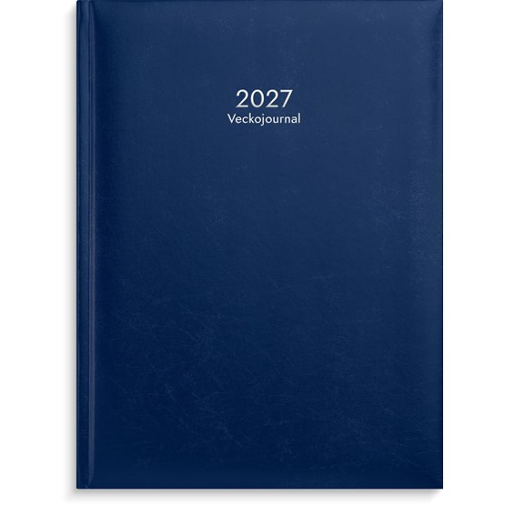 Kalender 2027 Veckojournal blått konstläder