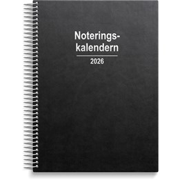 Kalender 2026 Noteringskalendern svart konstläder