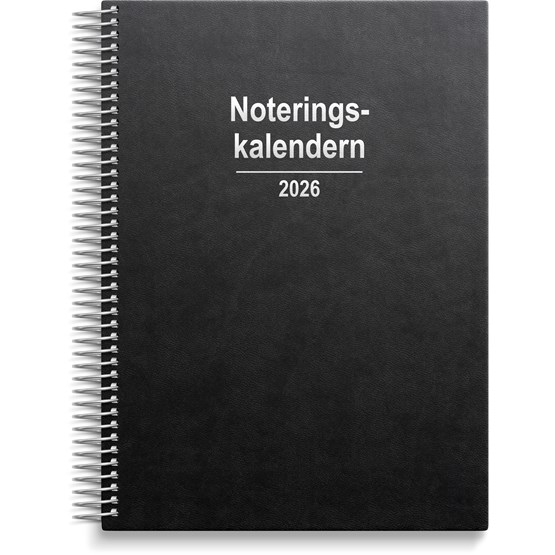 Kalender 2026 Noteringskalendern svart konstläder