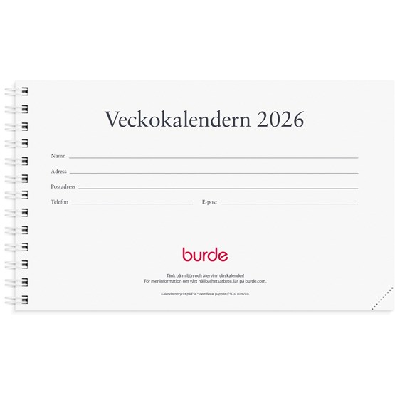Kalender 2026 Veckokalendern refill