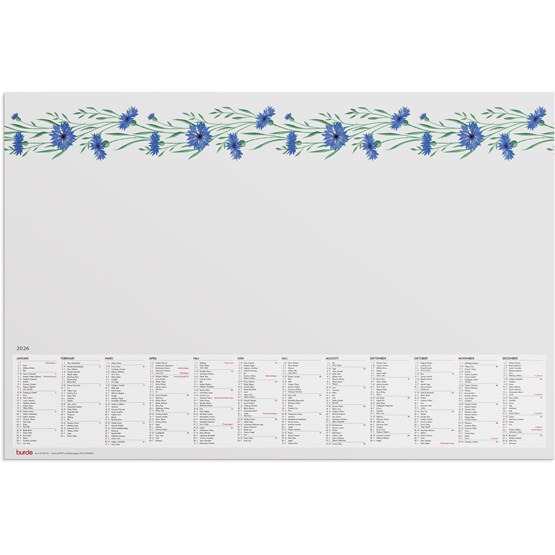 Kalender 2026 Skrivunderlägg Blomster