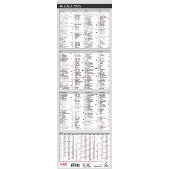 Kalender 2026 Årsblad