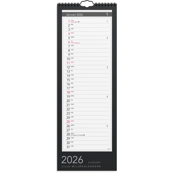Väggkalender 2026 Lilla Miljökalendern Elegant