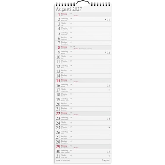 Väggkalender 2027 Lilla Månadskalendern