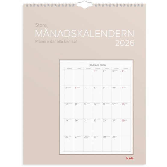 Väggkalender 2026 Stora Månadskalendern