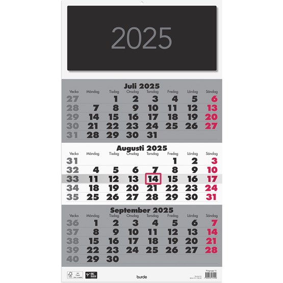 Väggkalender 2025 Triplaner Elegant