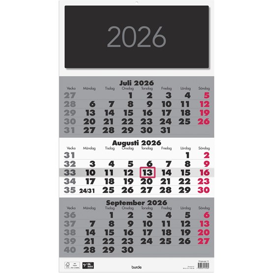 Väggkalender 2026 Triplaner Elegant