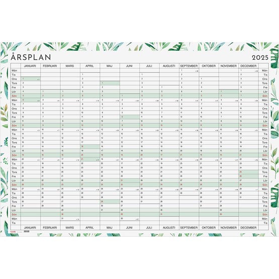 Kalender 2025 Årsplanering whiteboard
