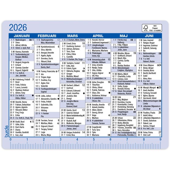 Kalender 2026 Kalenderkort